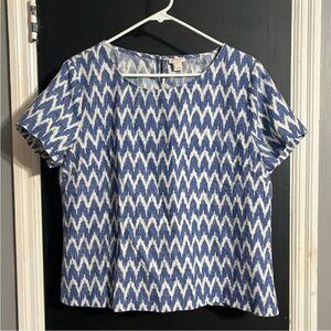 J Crew Chevron Linen Blend Boxy Top Size: L